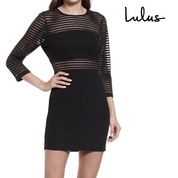 Lulus Little Black Dress Body Con Transparent Panels Little Pencil Skirt Stretch - Picture 1 of 15